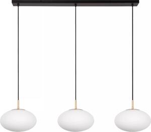 Lampada a sospensione con paralumi in vetro bianco e finitura oro ELYSEE 3xE27 40W Lucide