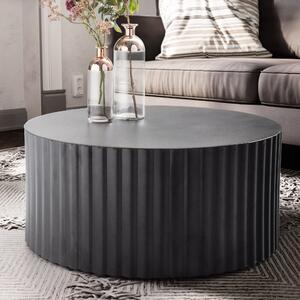 FineBuy Design Tavolino rotondo da 70 cm in metallo nero - Tavolino da salotto in alluminio realizzato a mano con struttura a lamelle - Tavolino da salotto moderno