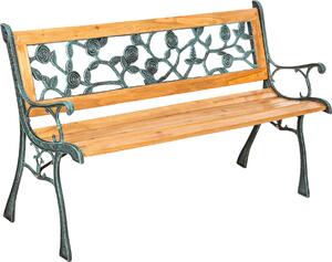 Panchina da giardino tectake Marina L 124 x P 52 x H 74 cm, in legno e ghisa, colore naturale