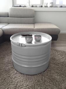 Tavolino d'arredo Barrel Tavolino d'arredo di design con anello di fissaggio grigio Ø 57 cm