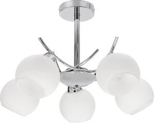 Moderna illuminazione a sospensione a cinque bracci AMOS - 5xE27, 40W, cromo / bianco