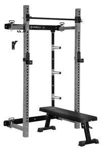 Gabbia fitness HMS con panca e porta dischi – robusta e completa