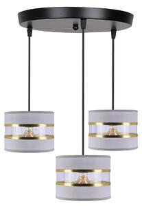 Lampada moderna a sospensione PANDY - 3xE27, 40W, nero / oro / grigio