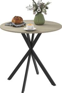 Tavolo da pranzo Fortuna Lai, tavolo da cucina rotondo per 2 persone in stile industriale con gambe in acciaio, tavolo da pranzo per sala da pranzo, cucina, rovere Ø80 x 75 cm