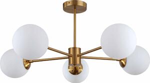 Lampada a sospensione Roma oro-bianca 5xE14x40W in metallo, dimensioni: 30x78,5x78,5 cm, IP20, Light Prestige