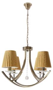 Lampada a sospensione con paralumi color miele Vitoria, finitura ottone e oro, 4xE14x40W, metallo, dimensioni: 110x70x70 cm, IP20, Candellux