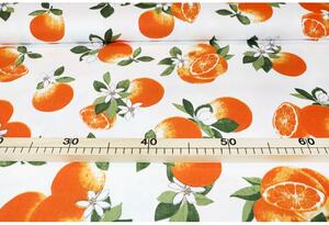 Tessuto al metro - tela cotone tovagliata - arance, alt. 140 cm