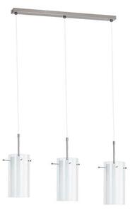 Lampada a sospensione bianca a tre luci con paralume cilindrico in vetro BOLT 3xE27 15W ALF13243 Alfa