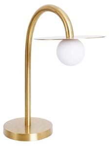 Lampada da tavolo a LED con paralume rotondo ENIGMA, bianco e oro, 2 W, luce calda, 176 lm, metallo, dimensioni: 45x39x20 cm, IP20, Maxlight