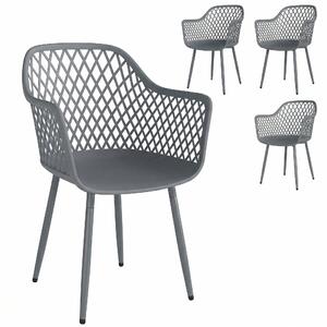 Outsunny Set di 4 Sedie da Giardino Resistenti ai Raggi UV con Bracciolo e Schienale, in Plastica, 56x51x84 cm, Grigio Scuro | Aosom Italy