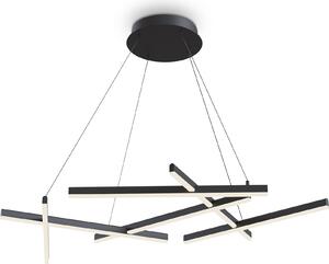 Lampada a sospensione a LED nera asimmetrica, 6 punti luce, Maytoni LINE, 3100 lm