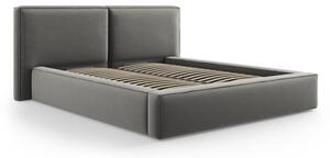Letto matrimoniale imbottito grigio in velluto con contenitore con rete inclusa 180x200 cm Arendal – Cosmopolitan Design