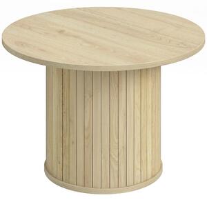 HOMCOM Tavolino da Salotto Rotondo con Base a Colonna con Listelli per Soggiorno e Camera, Ø60x40 cm, Color Legno Naturale | Aosom Italy