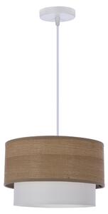Lampadario rotondo a sospensione RUBEN - 1xE27, 60W, noce / bianco