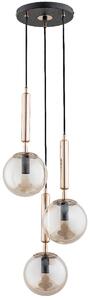 Lampada a sospensione VOLDA nero-oro-ambra 3xE14x10W in metallo, dimensioni: 90x28x28 cm, IP20, Alfa