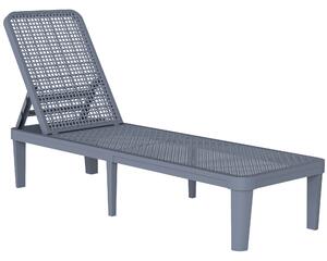 Outsunny Lettino Reclinabile da Giardino Esterno con Schienale Regolabile in 4 Posizioni e Struttura in PP, 191x55x35,5 cm, Grigio Scuro | Aosom Italy