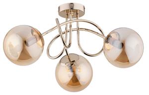 Lampada da soffitto BANKO oro-ambra 3xE14x10W in vetro, dimensioni: 25,5x50x50 cm, IP20, Alfa