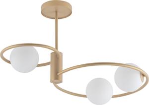 Plafoniera moderna decorativa dorata tre sfere di vetro due cerchi Aqua 3xG9 12W Sigma Lighting