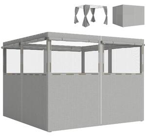 Outsunny 4 Pareti Laterali per Gazebo 3x3 m, Pannelli Impermeabili per Tenda con 8 Finestre, Protezione UV 30+, Grigio Chiaro | Aosom Italy