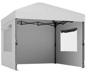Outsunny Tenda Pieghevole Pop-up 3x3 m con 3 Pareti, 2 Finestre, Borsa per il Trasporto e Sacchi di Sabbia, Altezza Regolabile, UPF50+, Bianco | Aosom Italy