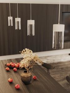 Lampada a sospensione LED in vetro FUSION bianca, 7 W, luce calda, 477 lm, metallo, dimensioni: 150 x 7,5 x 7,5 cm, IP20, Maxlight