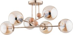 Lampadario OPTY 6xE14 dorato con sfere di vetro Alfa 63133