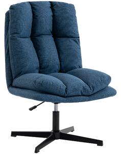 HOMCOM Poltrona da Salotto Girevole 360° con Altezza Regolabile, Seduta Ampia, Rivestimento in Lino e Base in Metallo, Blu Scuro | Aosom Italy