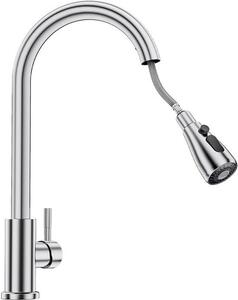 Rubinetto da cucina estraibile, 3 getti, acciaio inossidabile, orientabile a 360°
