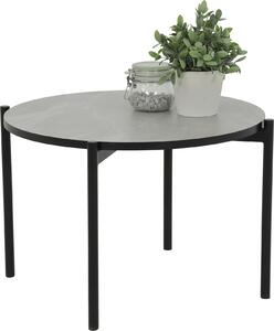Tavolino Jonas - Effetto marmo grigio - Base a quattro gambe verniciata a polvere nera - Piano rotondo - Dimensioni: diam. 60 x H 42 cm