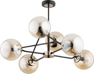 Lampada da soffitto nera con sfere in vetro e ottone SAGITO 6xE14 10W ALF63081 Alfa