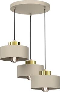 Lampada a sospensione rotonda beige 3 paralumi con elementi dorati lucidi Marti 3xE27 15W Luminex