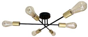Lampada da soffitto in stile loft CRESPILO - 6xE27, 40W, nero / oro
