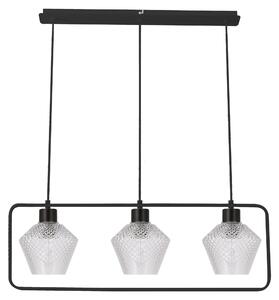 Illuminazione a sospensione sopra il tavolo da pranzo NIKO - 3xE27, 40W, nero / trasparente
