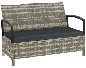 Outsunny Panca da Giardino a 2 Posti con Contenitore 125L, Cuscino e Maniglie, in Polyrattan, 123x70x82 cm, Grigio Scuro | Aosom Italy