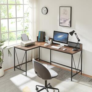 Scrivania 'Frelvepirg' con pannello posteriore a L 165x110x75 cm effetto noce
