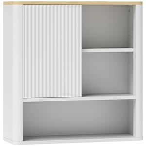 HOMCOM Armadio da Bagno a Parete con Anta Scorrevole, 5 Scomparti e Ripiani Regolabili, 60x20x62 cm, Bianco | Aosom Italy