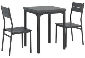 HOMCOM Set da Pranzo 3 Pezzi con Tavolo 60x60x76 cm e 2 Sedie 39,5x44x83,5 cm, in MDF e Metallo, Grigio | Aosom Italy
