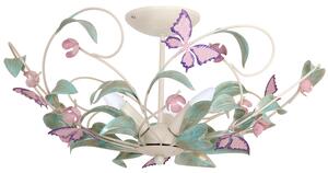 Plafoniera giocosa in stile floreale bianco rosa 3x E14 fino a 60 watt 230V in metallo, per cucina sala da pranzo lampada luci illuminazione