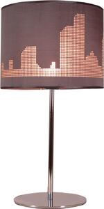 Lampada da tavolo MANHATTAN cromata e marrone, 1xE27x60W, rivestimento in tessuto, dimensioni: 53x28x28 cm, IP20, Candellux