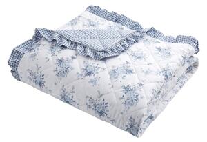 Copriletto bianco/blu con rivestimento trapuntato 220x230 cm Lucie Floral Frill – Catherine Lansfield