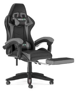 Sedia da gaming Bigzzia con poggiapiedi - Sedia ergonomica per giocatori, dotata di supporto lombare e poggiatesta, regolabile in altezza, ideale come sedia da computer per adulti