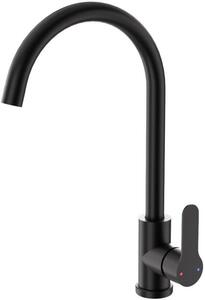Rubinetto da cucina in acciaio inossidabile nero, orientabile a 360°, miscelatore monocomando, bocca di erogazione alta 257 mm
