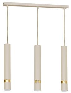 Lampada a sospensione 3 tubi crema con elementi dorati striscia 60 cm Reno 3xGU10 8W Luminex