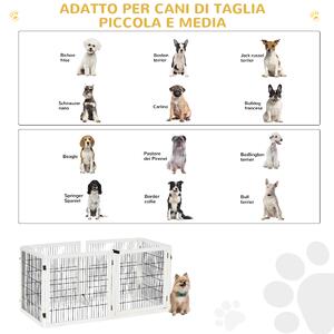 PawHut Cancelletto per Cani di Piccola/Media Taglia a 6 Pannelli Pieghevoli, in Legno e Acciaio, 432x36x70 cm, Bianco