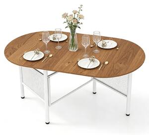 KOMFOTTEU Tavolo da pranzo ovale per 6-8 persone, tavolo pieghevole con gambe in metallo robuste e piano in legno, tavolo pieghevole salvaspazio, tavolo da cucina, tavolo per soggiorno e sala da pranzo, dimensioni 150 x 80 x 76 cm