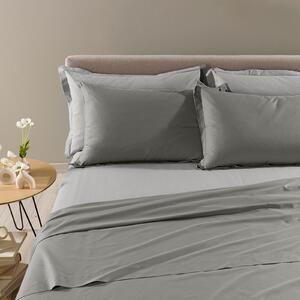 Completo Lenzuola In Cotone Vita Double Singolo Primanatura Tinta Unita Grigio Caleffi