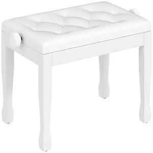 HOMCOM Panca per pianoforte, panca da tastiera regolabile in altezza in legno massello, seduta imbottita, 64 x 35 x 45-55 cm, bianco | Aosom Italy