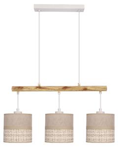 Lampada a sospensione con paralumi beige Izotto, bianca, 3xE27x60W, tessuto, dimensioni: 130x64x15 cm, IP20, Candellux