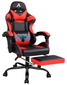 Sedia da gioco massaggiante ALFORDSON, inclinazione 150°, sedia direzionale ergonomica, Finto cuoio con poggiapiedi, regolabile in altezza, sedia da corsa, capacità di carico 180 kg rosso