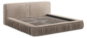 Letto matrimoniale imbottito beige con contenitore e rete inclusi 180x200 cm Keoni – Makamii